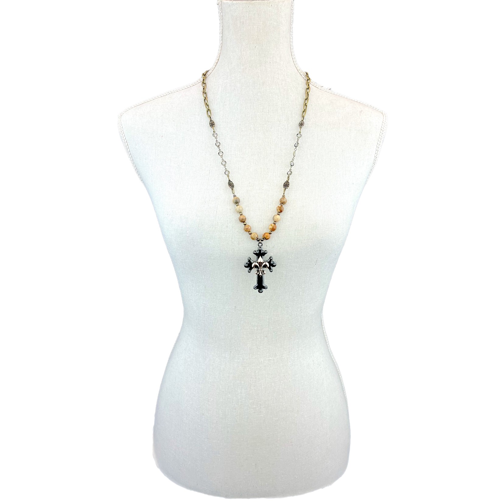 French Cross Pendant Necklace