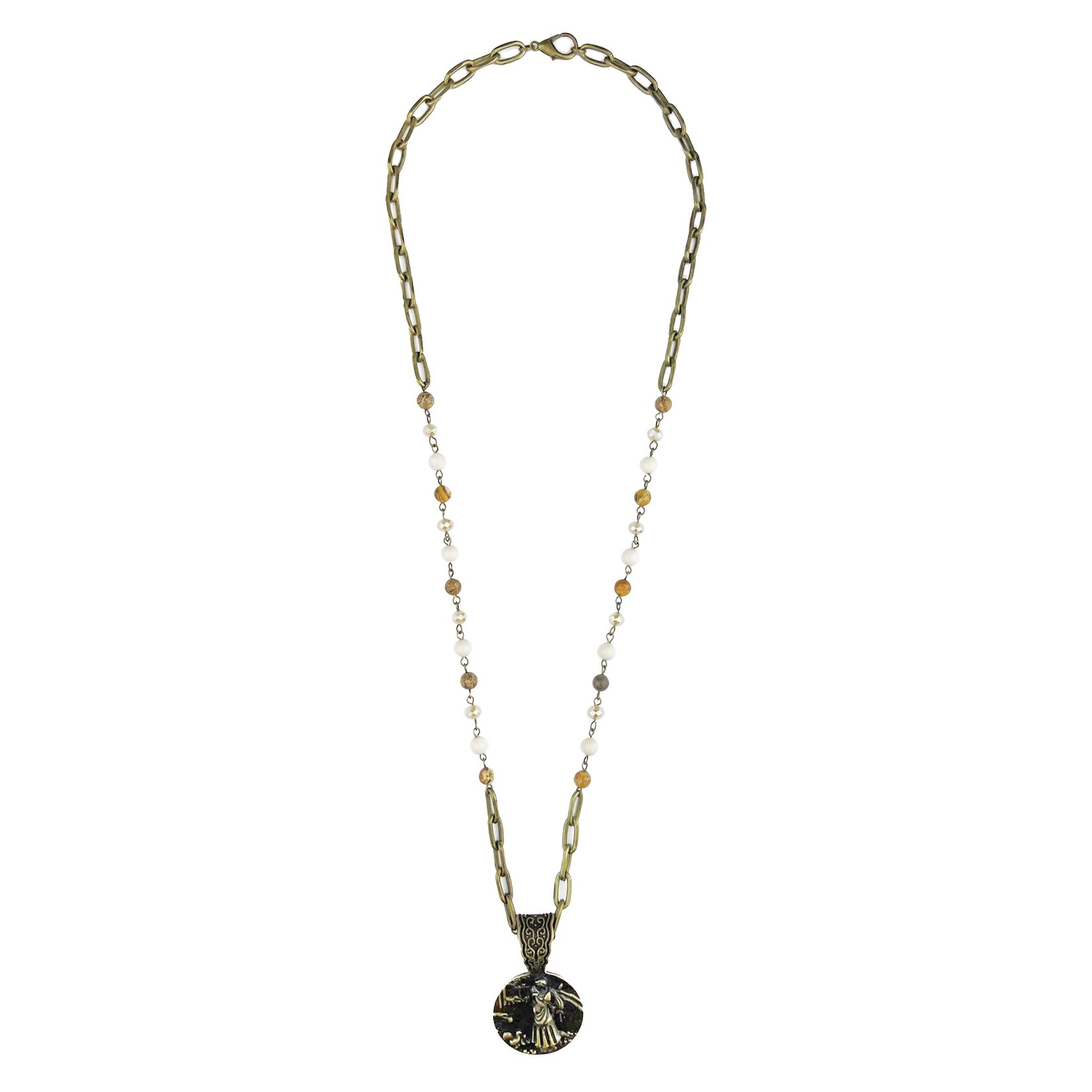 Long Necklace with Removable French Medal