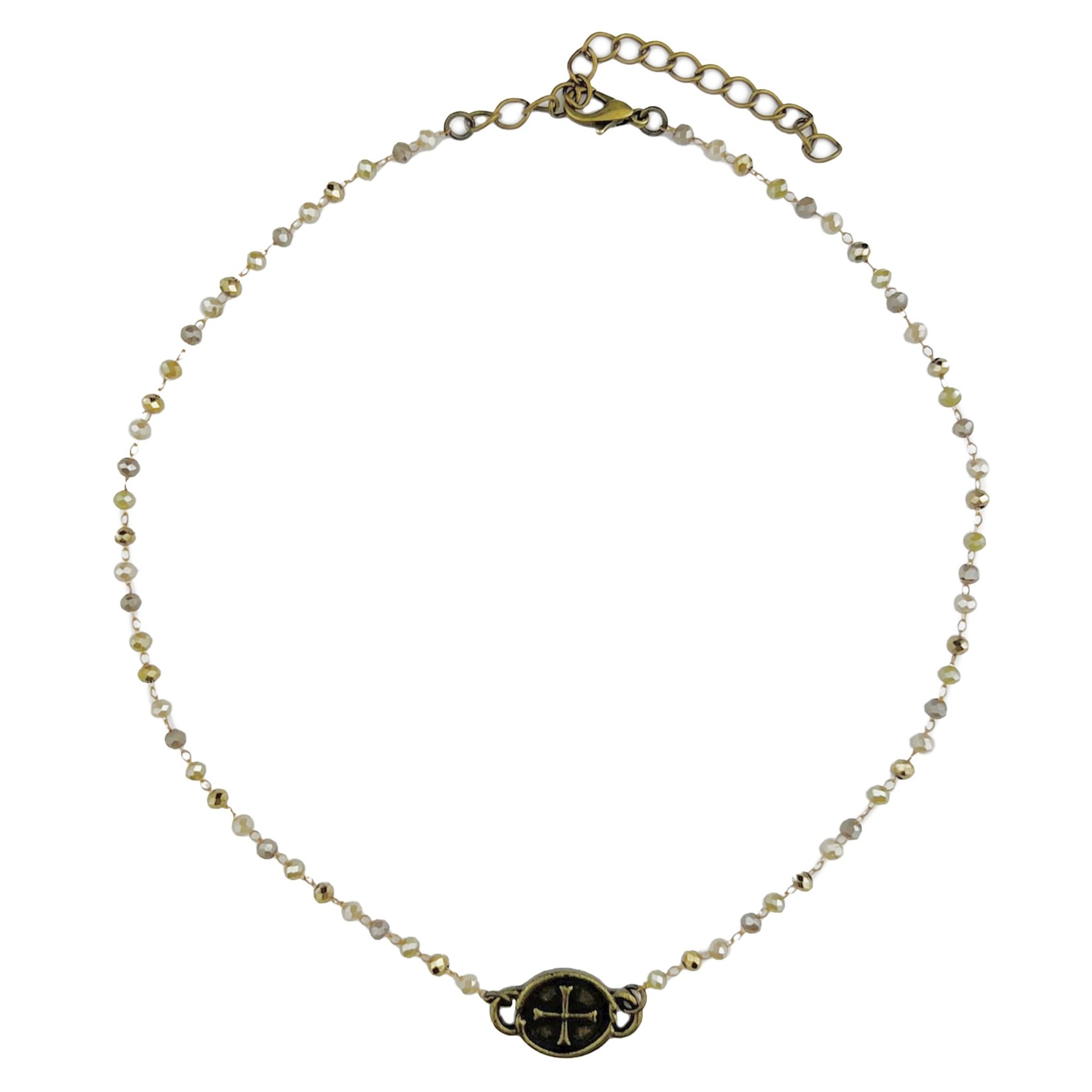 Delicate Cross Coin Choker Necklace