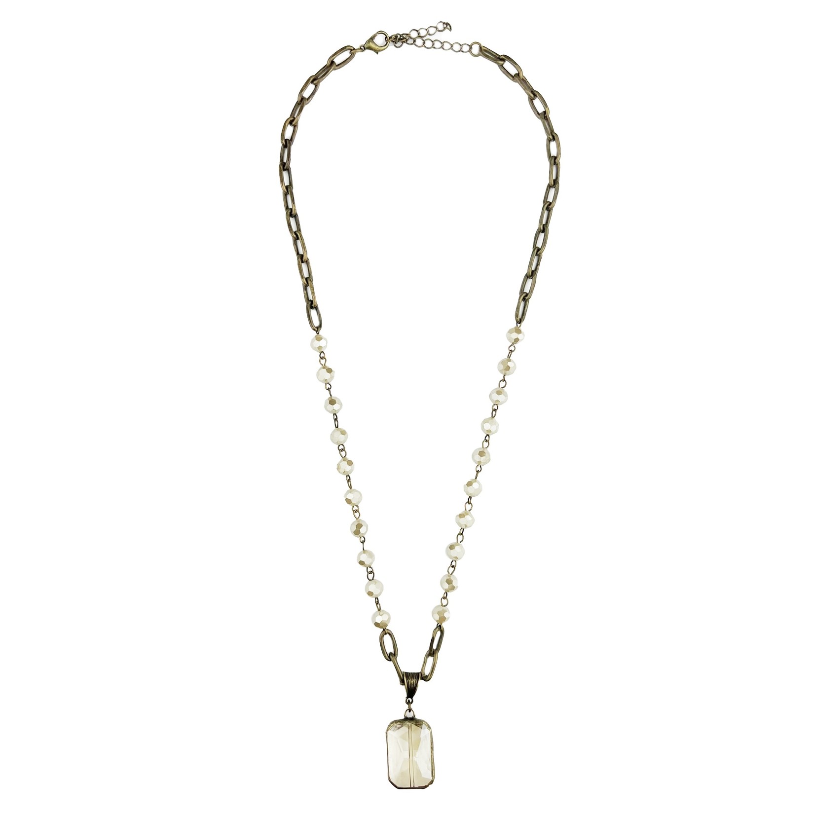 Short Square Crystal Pendant Necklace