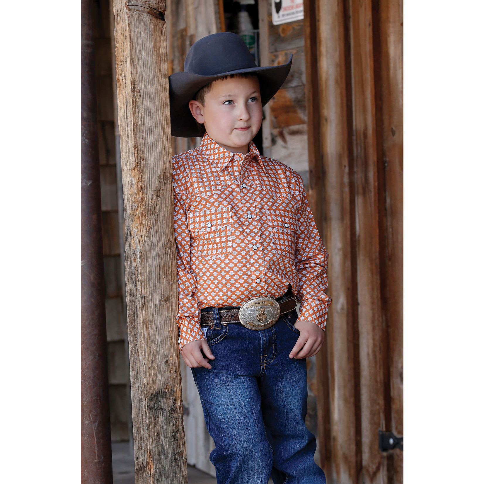 Cinch Cinch MTW7020090 BOYS L/S PRINT ORG