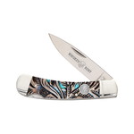 Whiskey Bent Hat Co. Whisky Bent WB13-05 Floral Turquoise Lock Knife