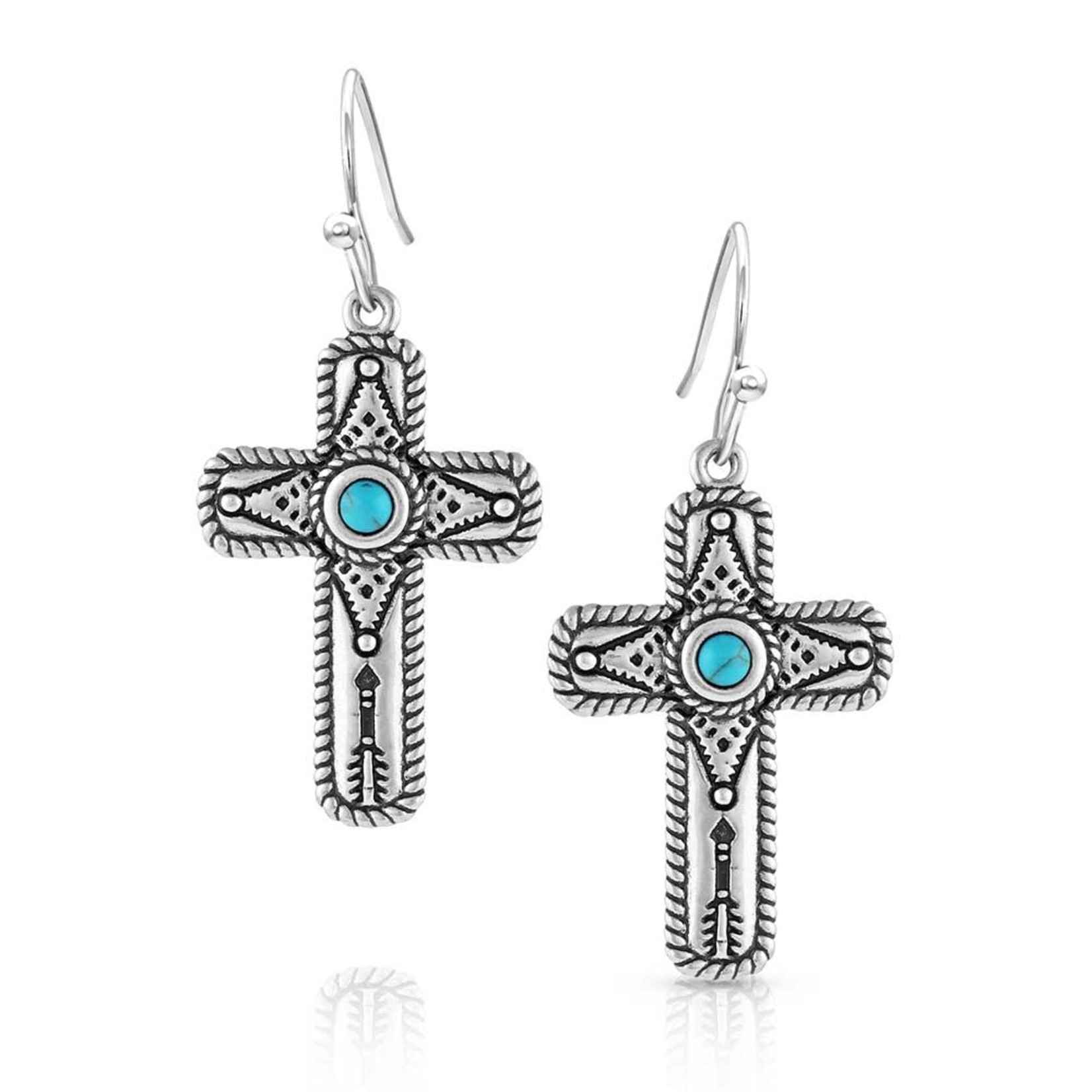 Montana Silversmiths Montana Silversmiths ER5303 Faith Turquoise Cross Earrings