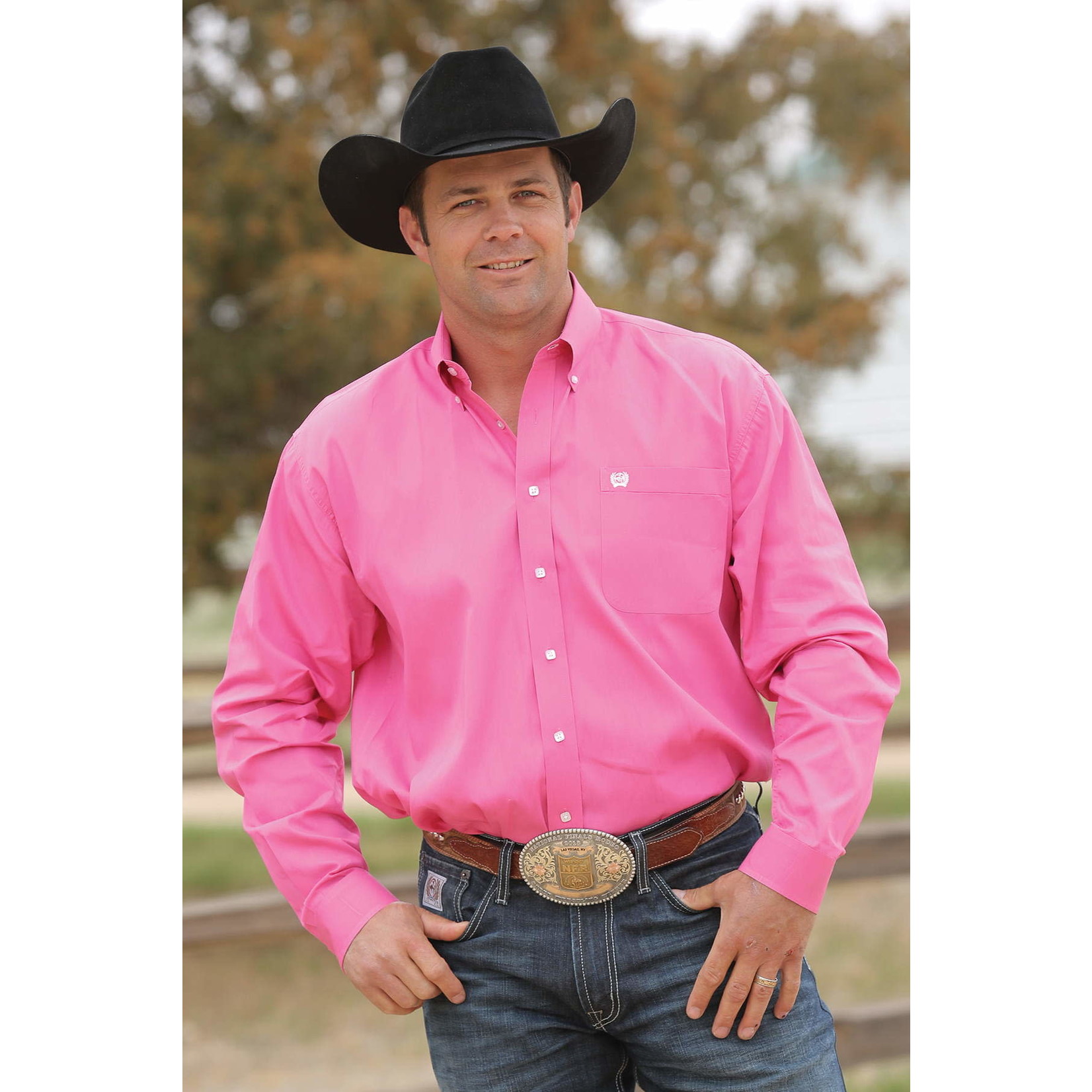 Cinch Cinch MTW1103320 Men's Long Sleeve Pink Solid Shirt