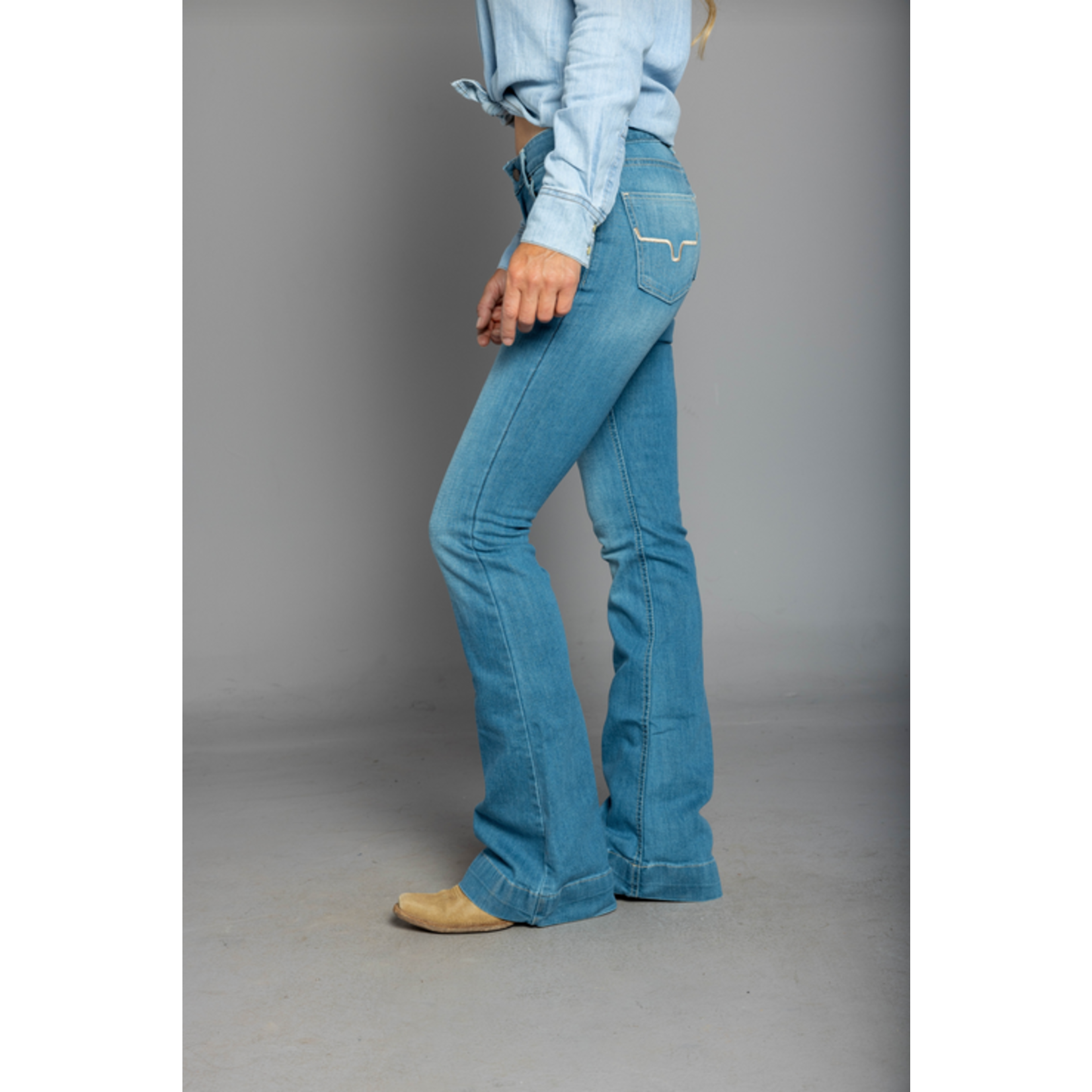 Kimes Ranch Kimes Ranch Women's Lola Soho Medium Wash Trouser Cut Flare Jeans