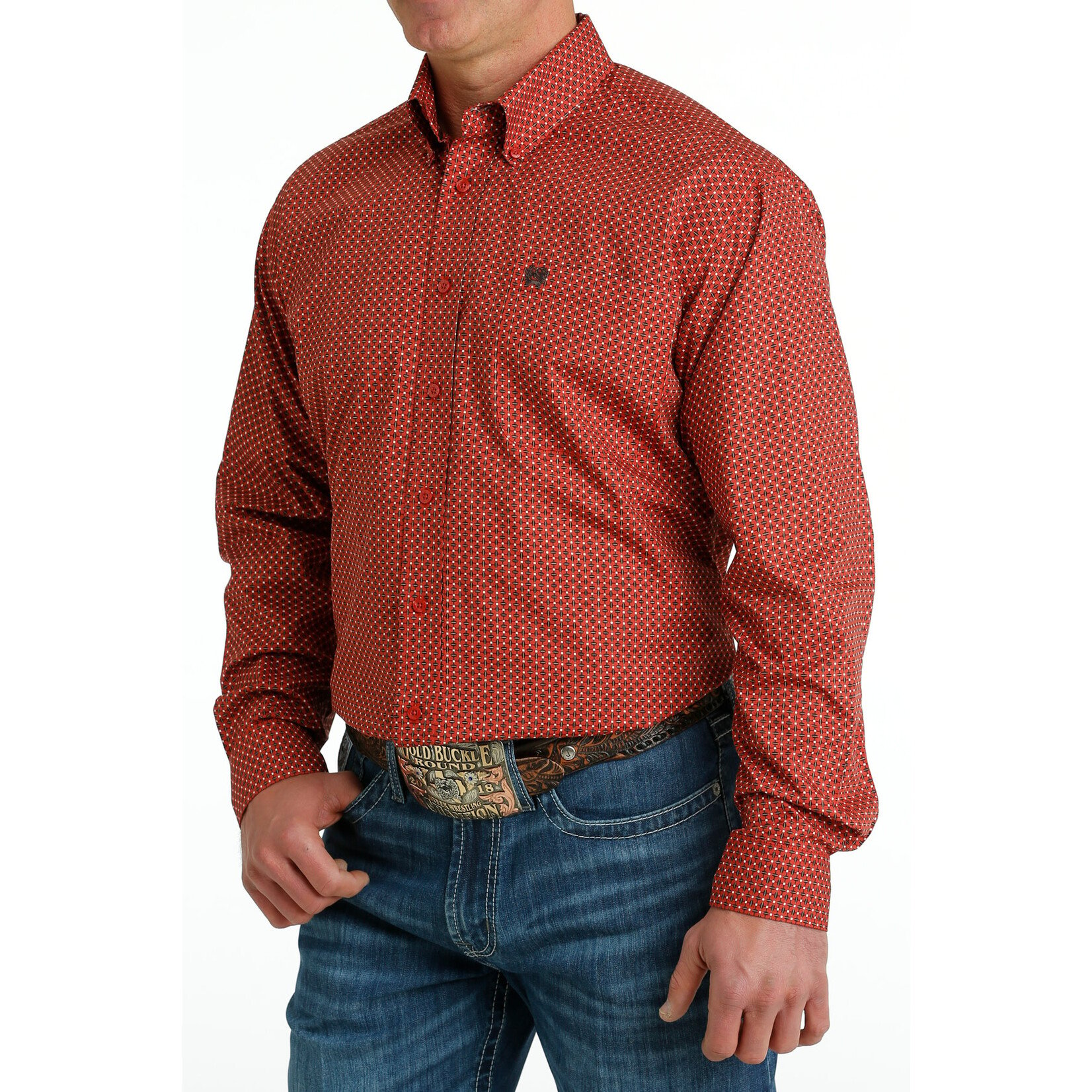 Cinch Cinch MTW1105653 Men's Long Sleeve Print Red