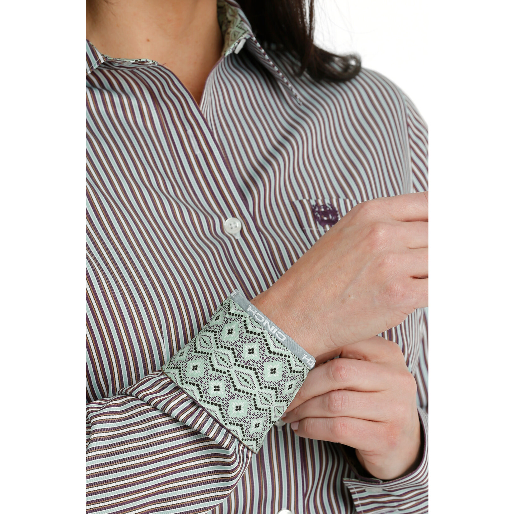 Cinch Cinch MSW9164213 Women's Long Sleeve Stripe Multi Color