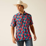 Ariat Ariat 10048779 MNS ALL OVER PRINT SS POLO BLUE CURACAO