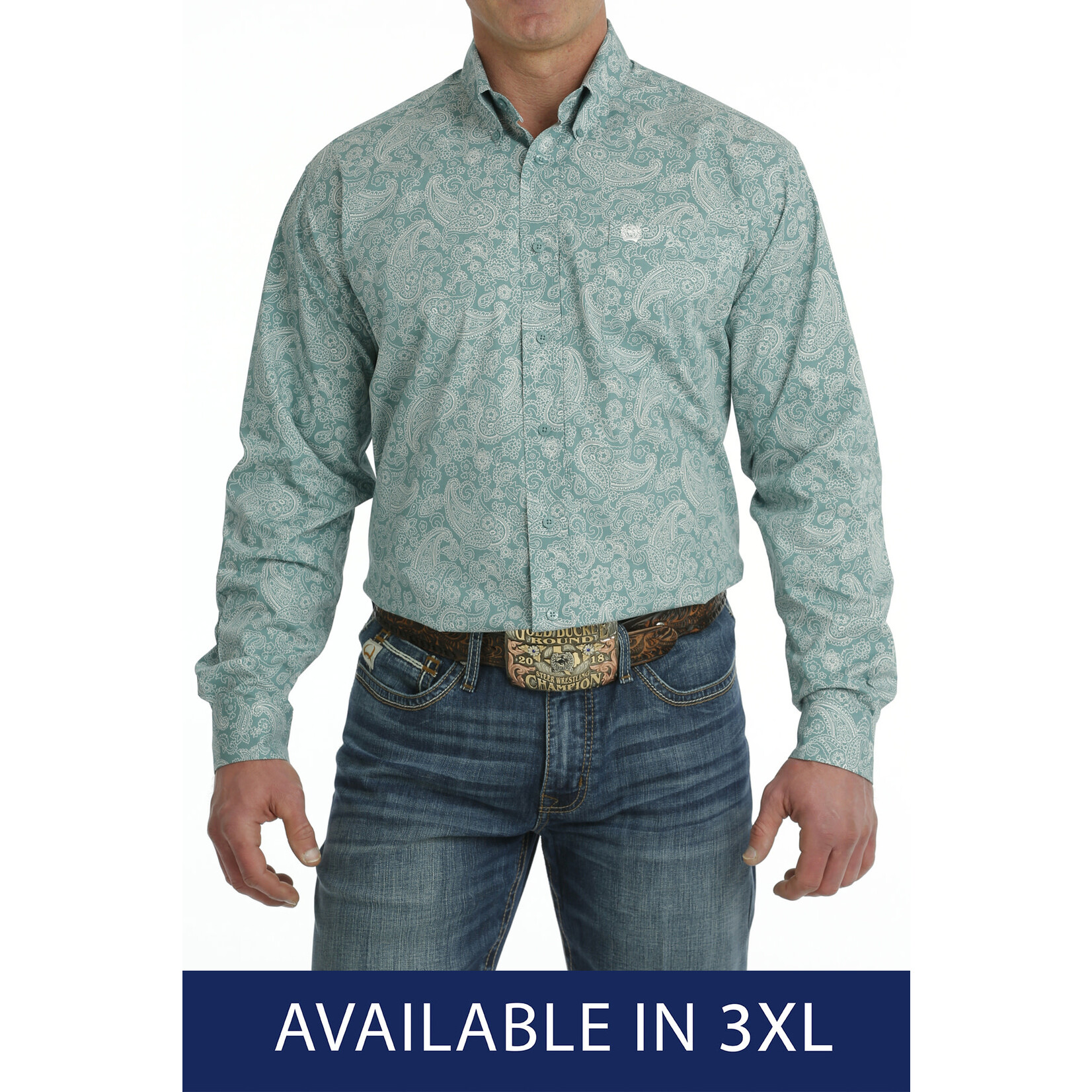 Cinch Cinch MTW1105704 Men's Long Sleeve Turquoise Print