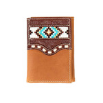 M&F M&F N5416302 Men's Nocona Trifold Leather Beaded Inlay Buck Lace Brown Wallet