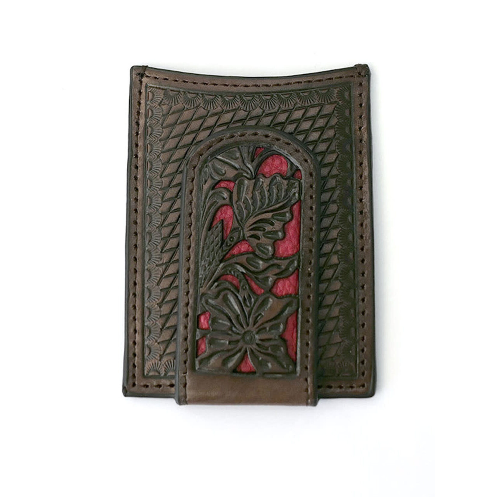 M&F M&F N5426504 Men's Nocona Red Floral Inlay Magnet Money Clip