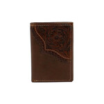 M&F M&F N500037002  Men's Floral Tooled Braided Edge Trifold Wallet