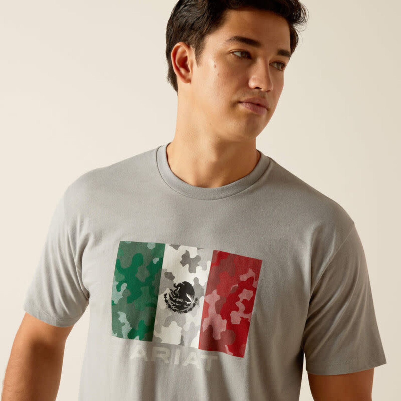 Ariat Ariat 10051751 Men's Ariat Mexico Camo Flag T- Shirt Stone Heather