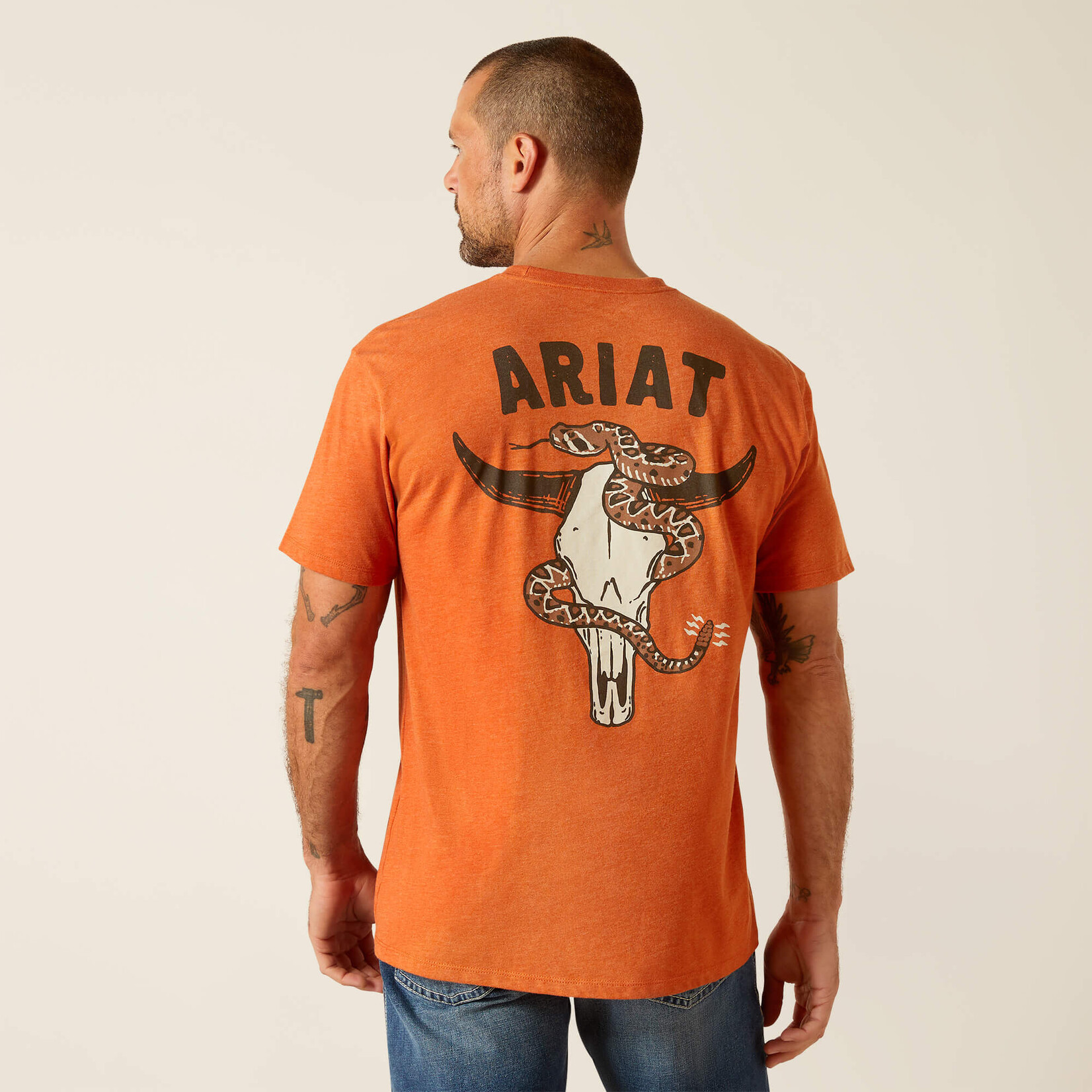 Ariat Ariat 10051754 Men's Ariat Rattler Skull T- Shirt Adobe Heather