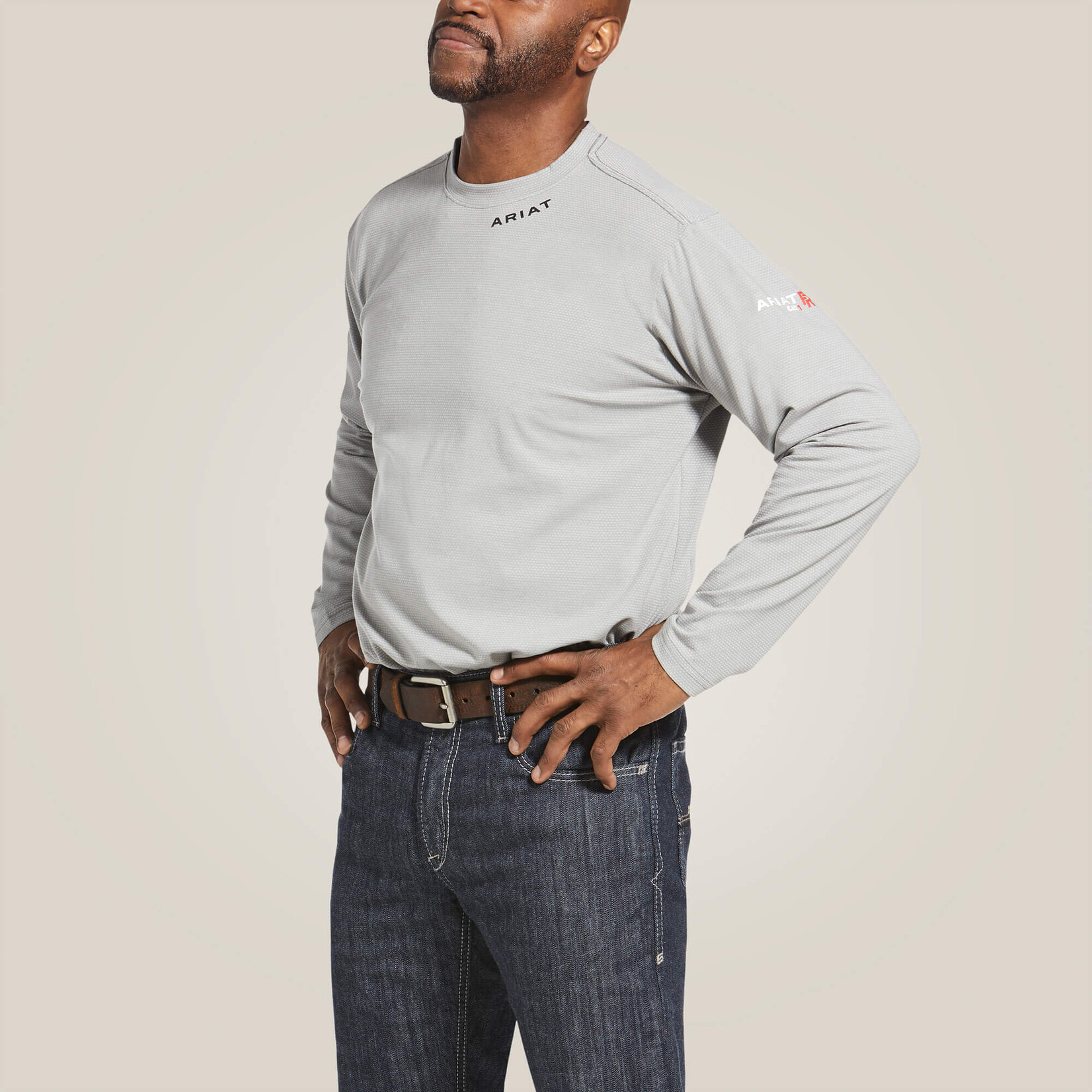 Ariat Ariat 10033209  Men's FR Baselayer Long Sleeve T- Shirt Silver Fox