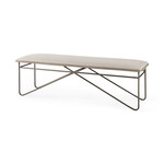 Camille Cream Fabric Metal Frame Bench