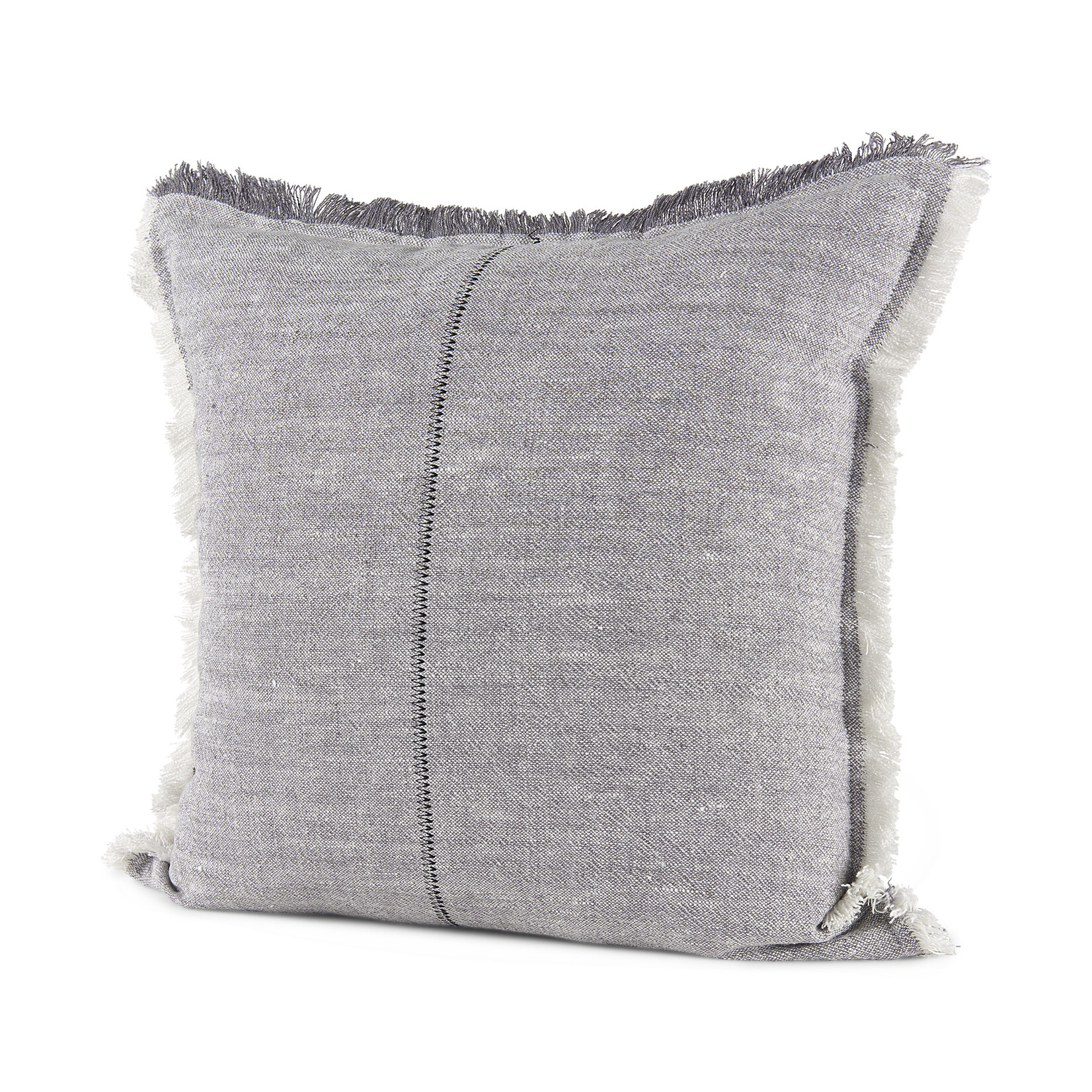 Thais 20 x 20 Blue and Cream Fringed Pillow Cover
