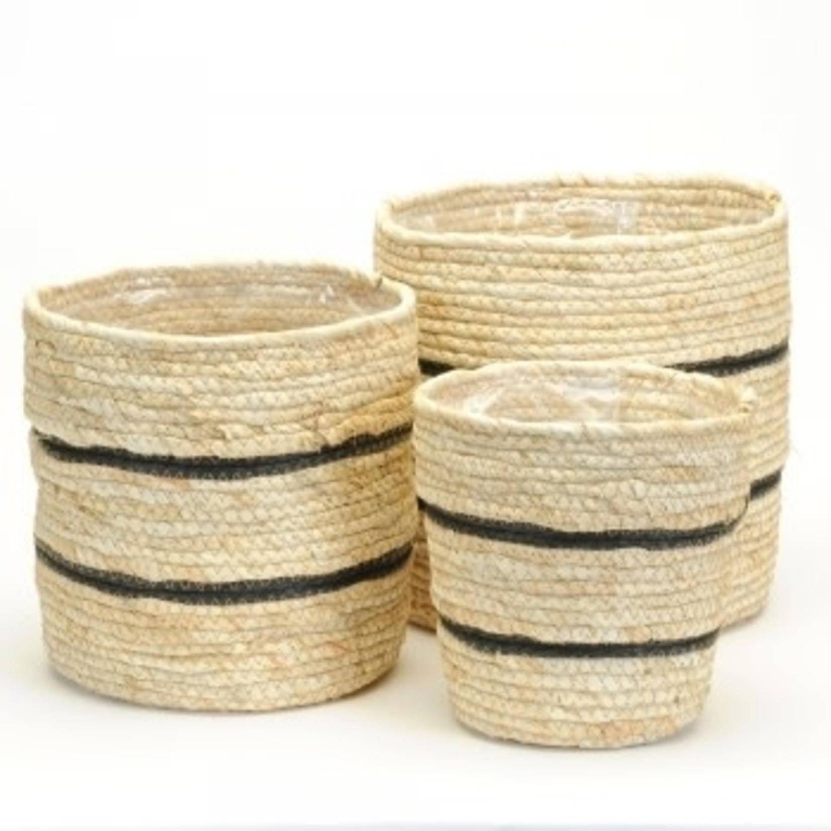 Medium Plant Basket Black Stripe