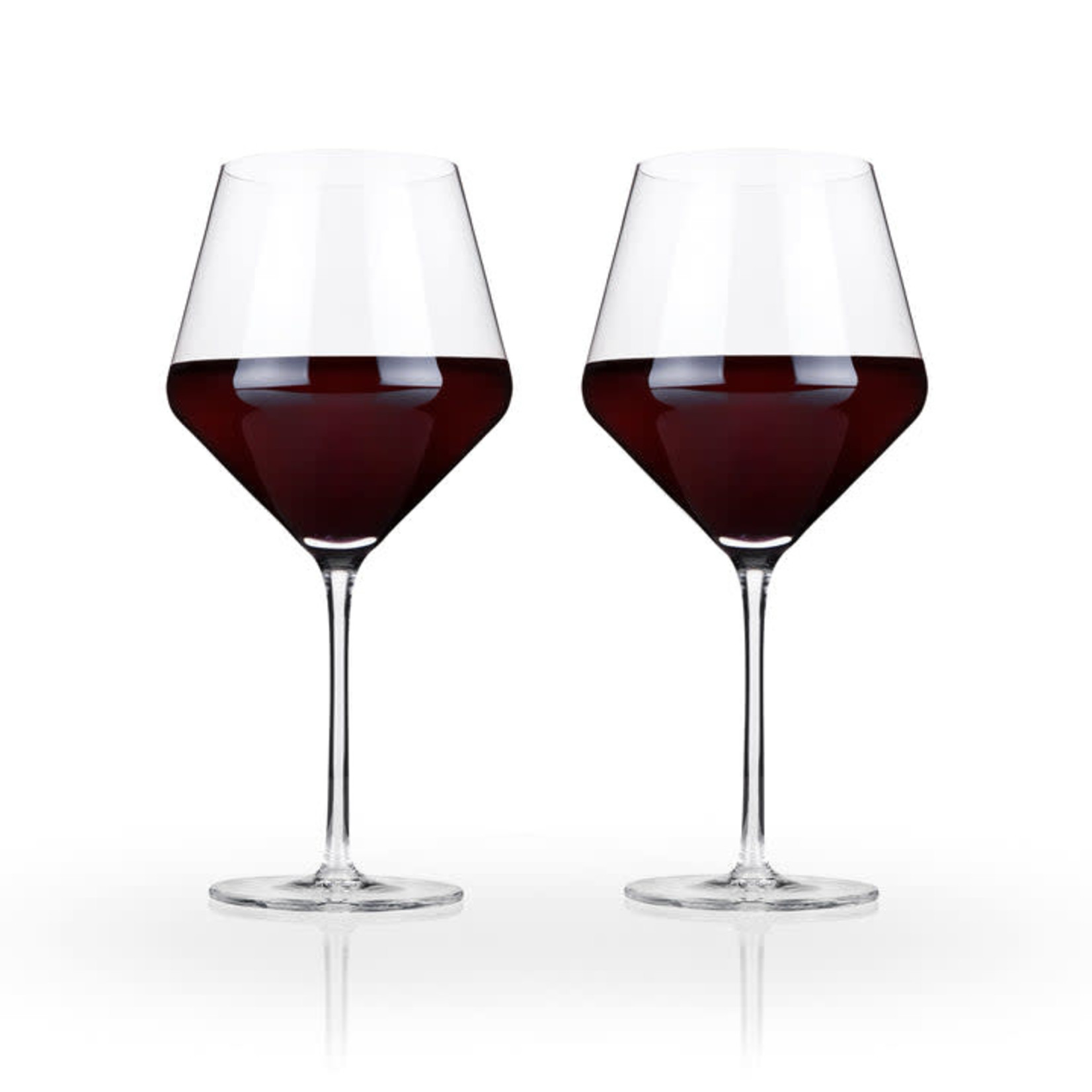 Angled Crystal Burgundy Glasses - Set of 2