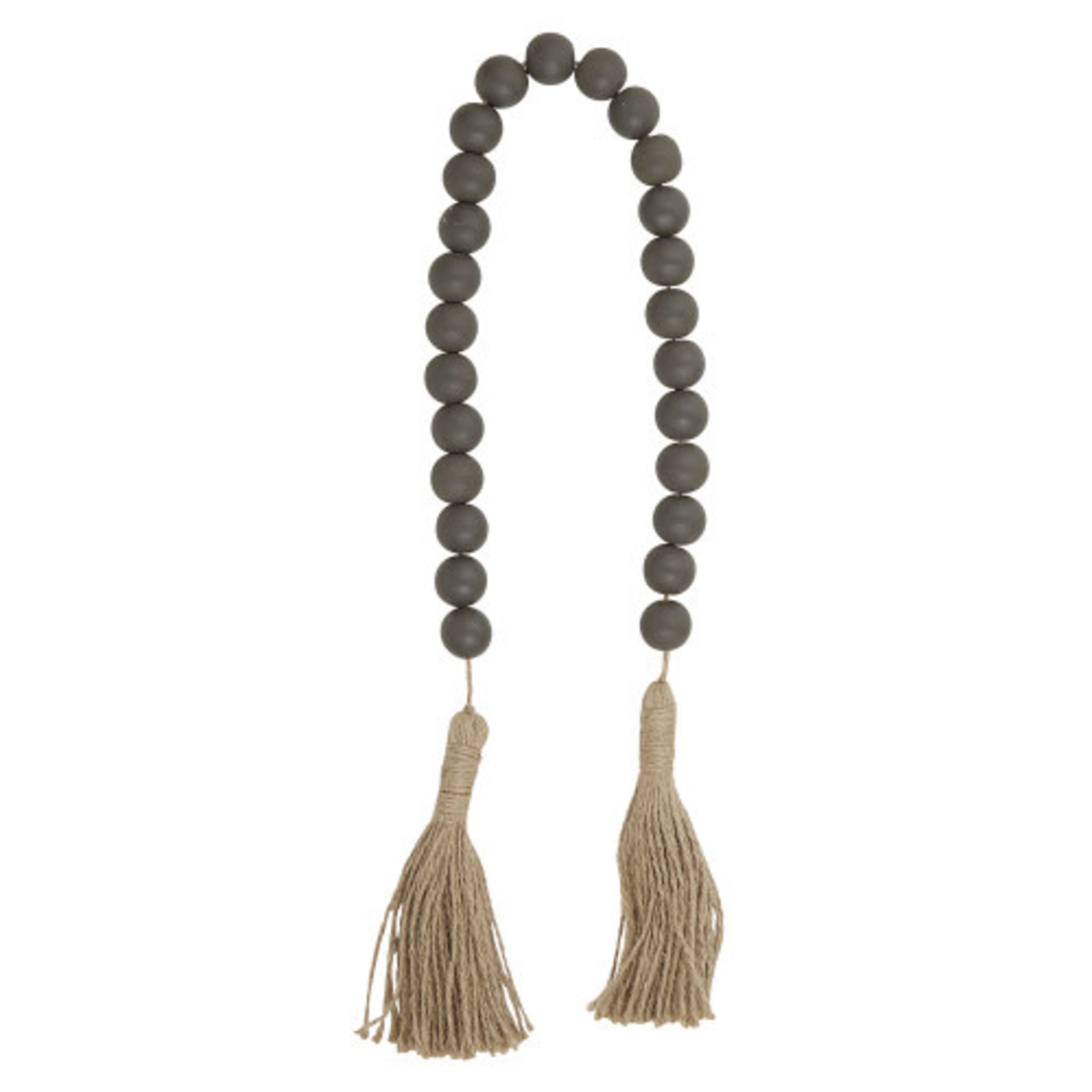 Charcoal Wood Beads w/Jute Tassel