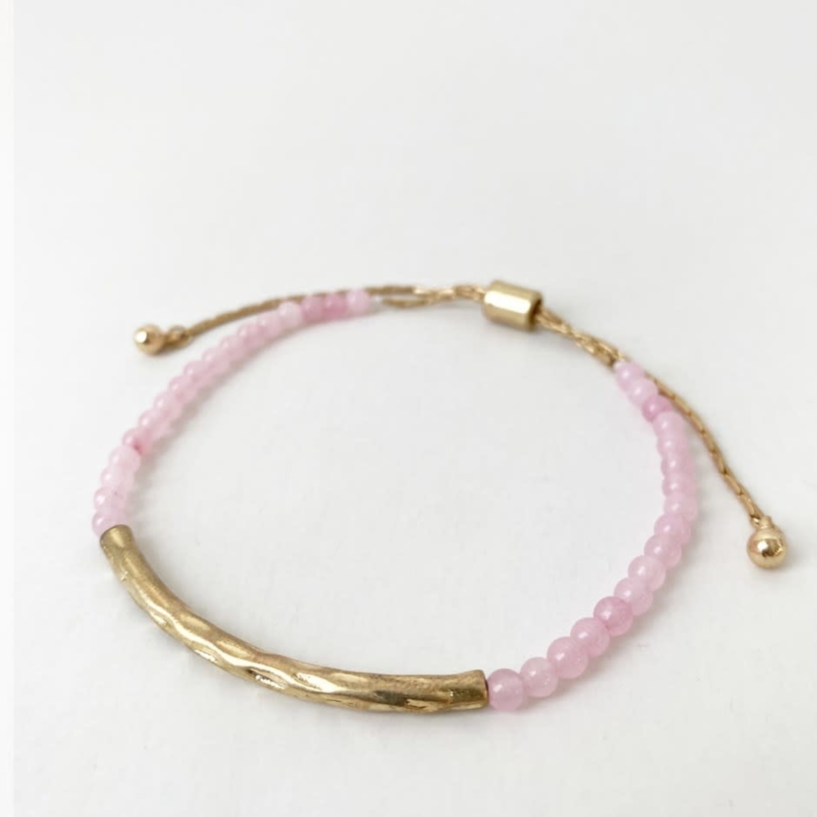 Pink & Gold Adjustable Beaded Bracelet