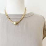 Gold Multistrand Necklace w/Brushed Sphere