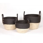 Black/Natural Straw Basket-Small