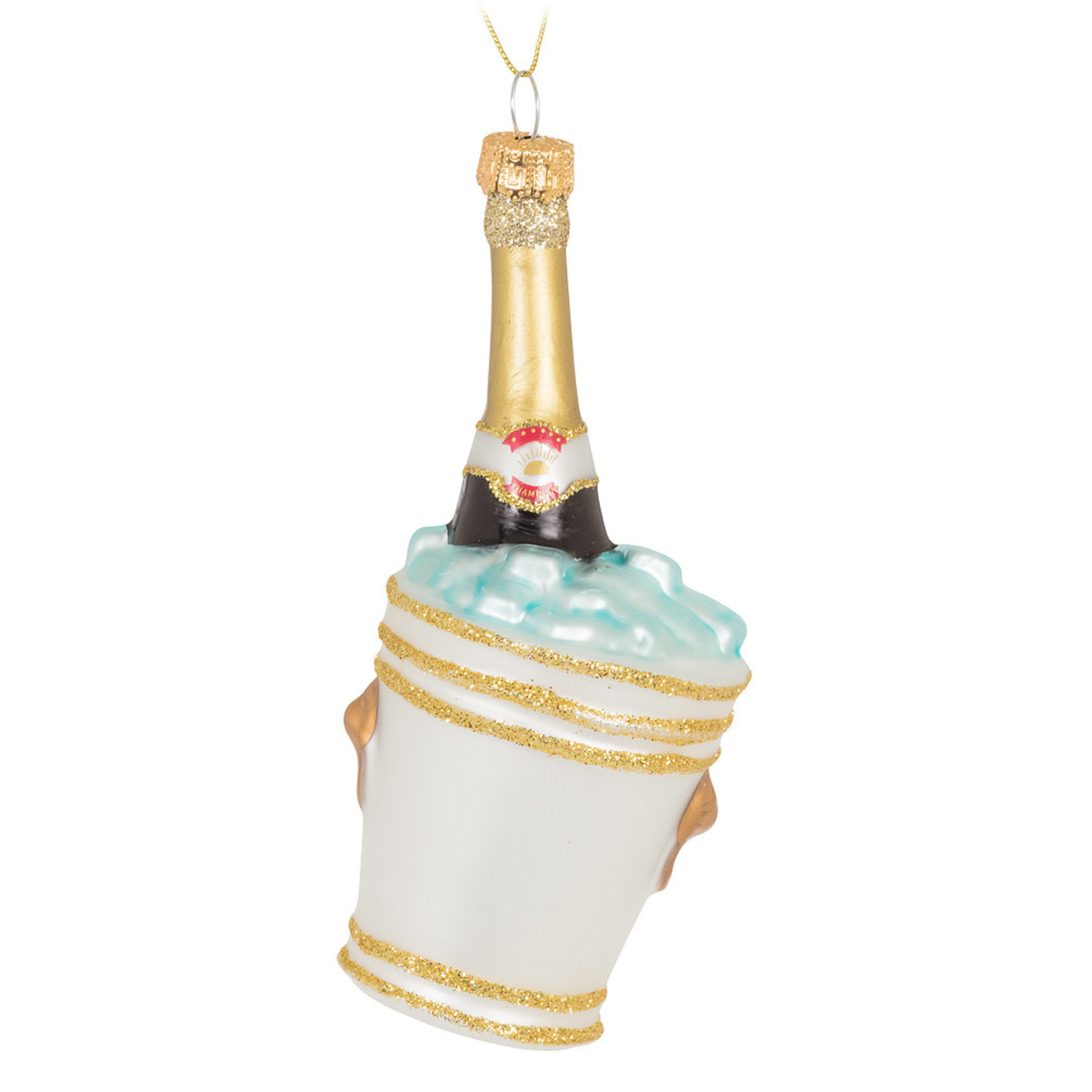Champagne in Bucket Ornament -5"h