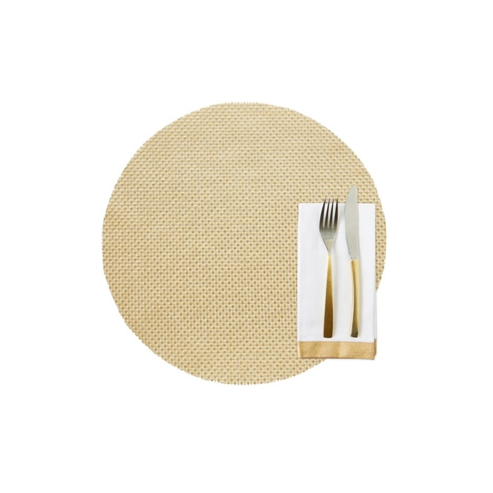 Gold Round Basketweave Vinyl Placemat