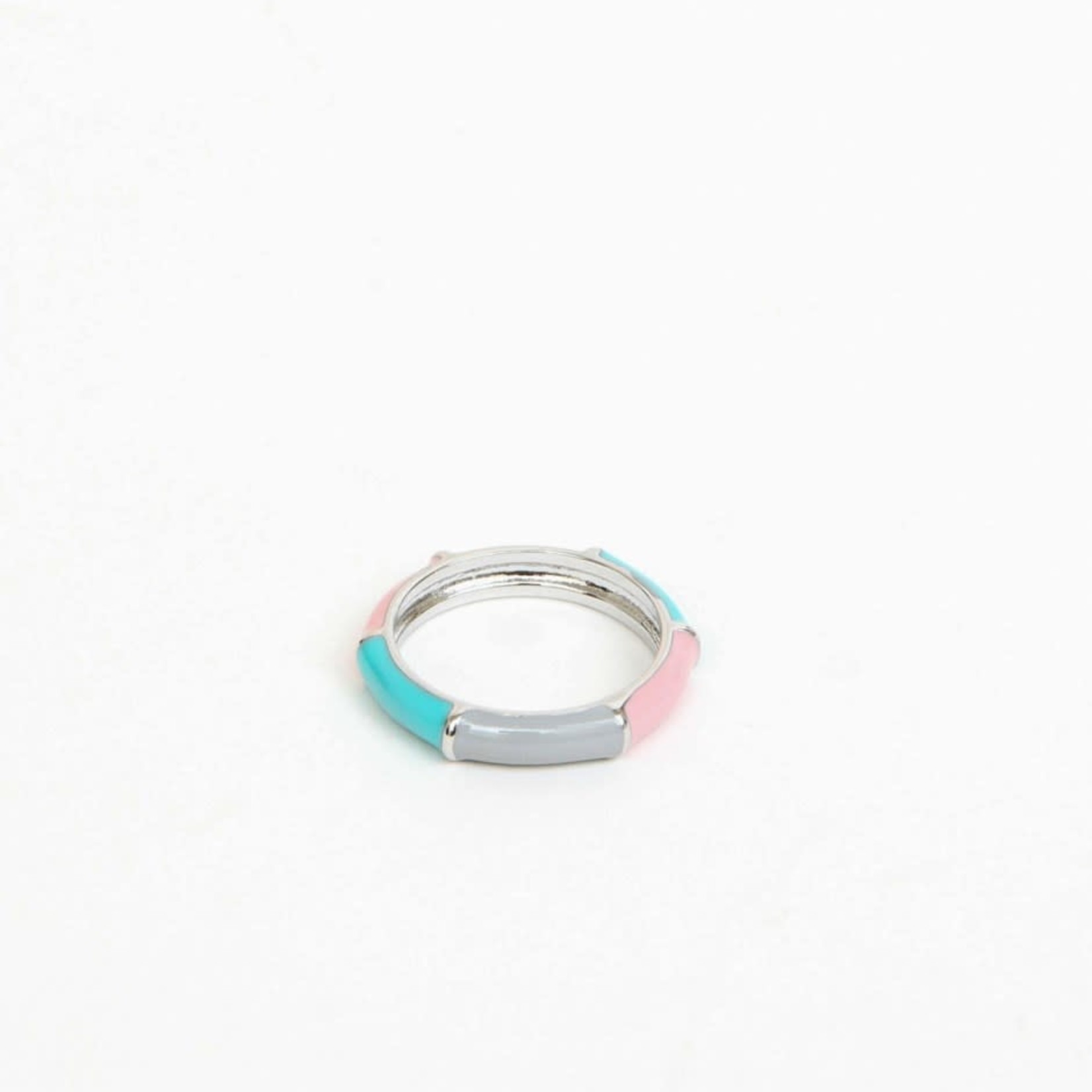 Pink, Turquoise, Grey & Silver Enamel Ring