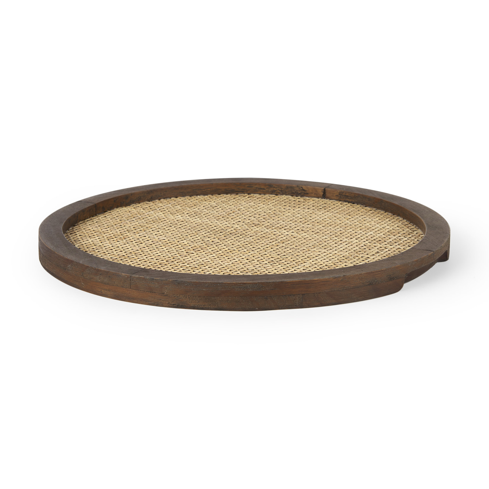 Silas Cane and Wood Round Tray