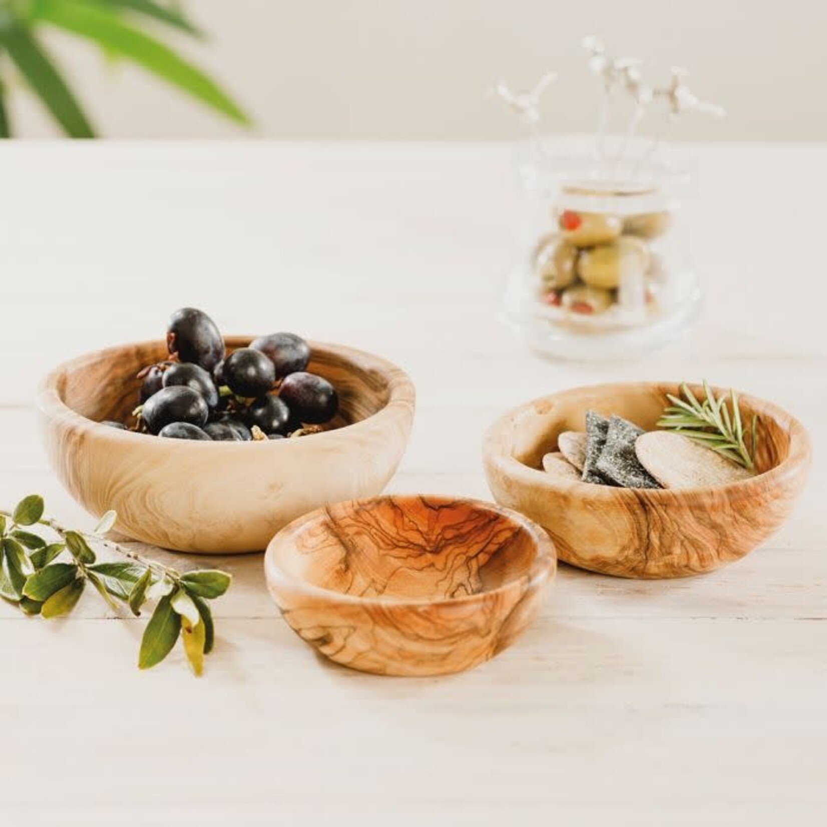 Olive Wood - Set of 3 Round Stacking Bowls Small