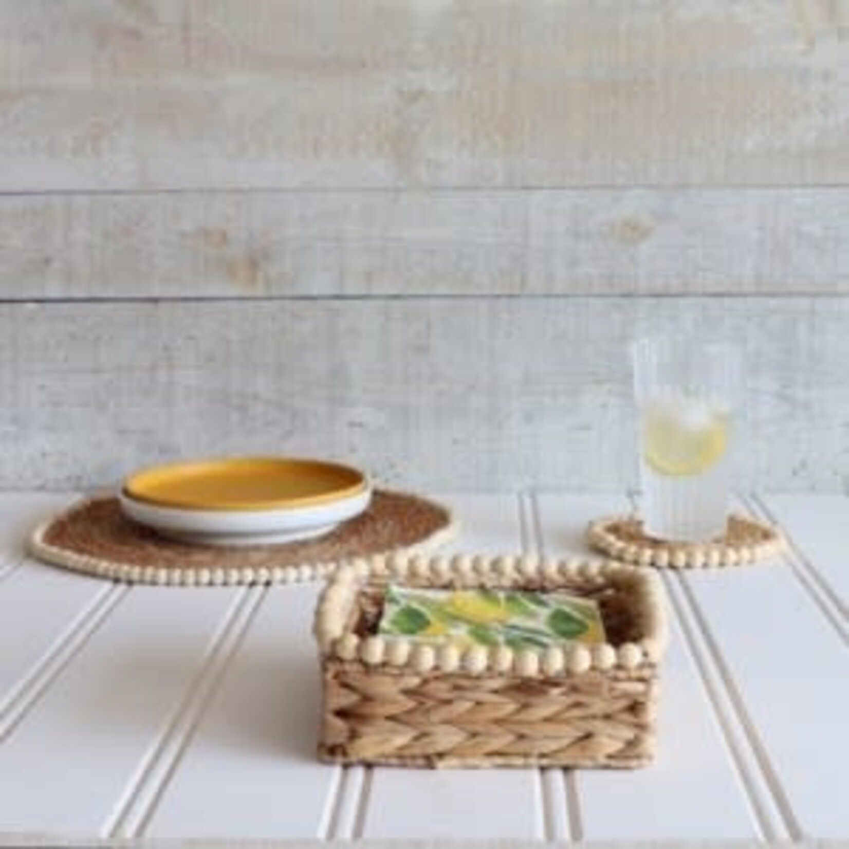 Palma Beaded Woven Napkin Basket