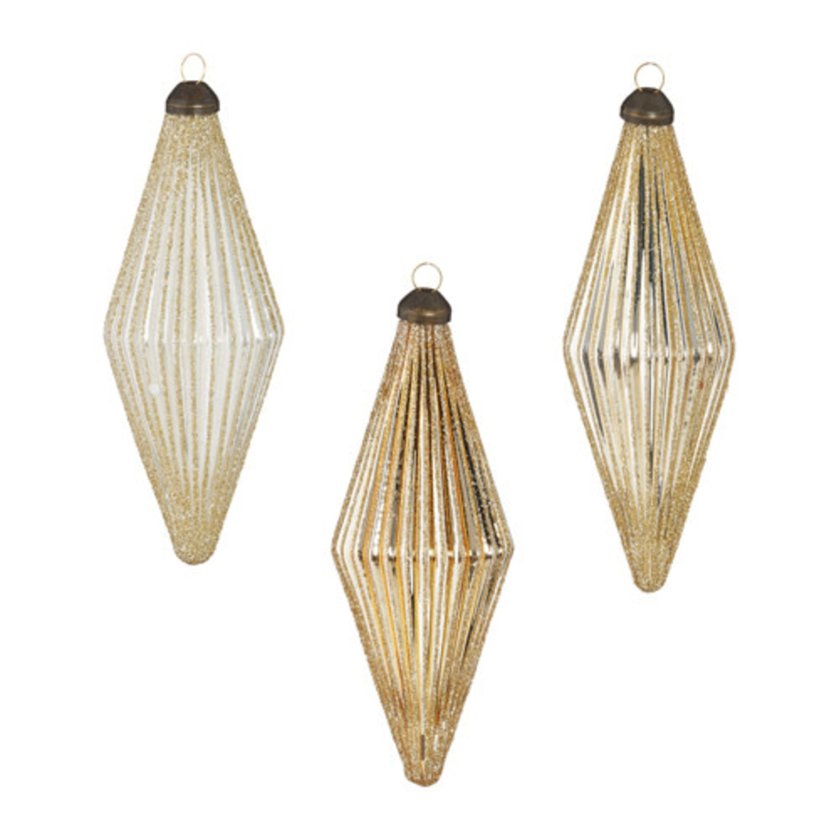 Glittered Diamond Ribbed Ornament