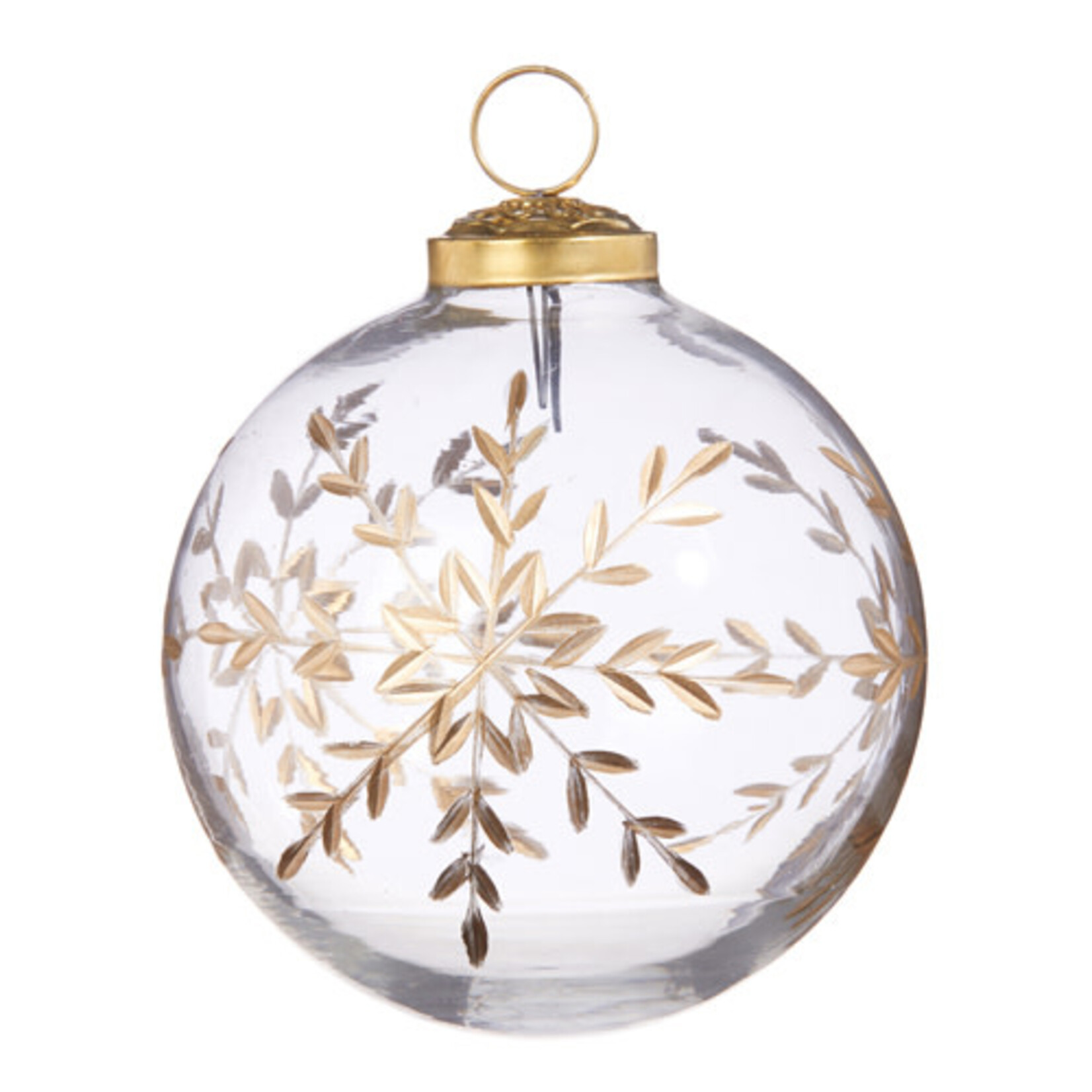 Gold Etched Snowflake Ball Ornament 4"