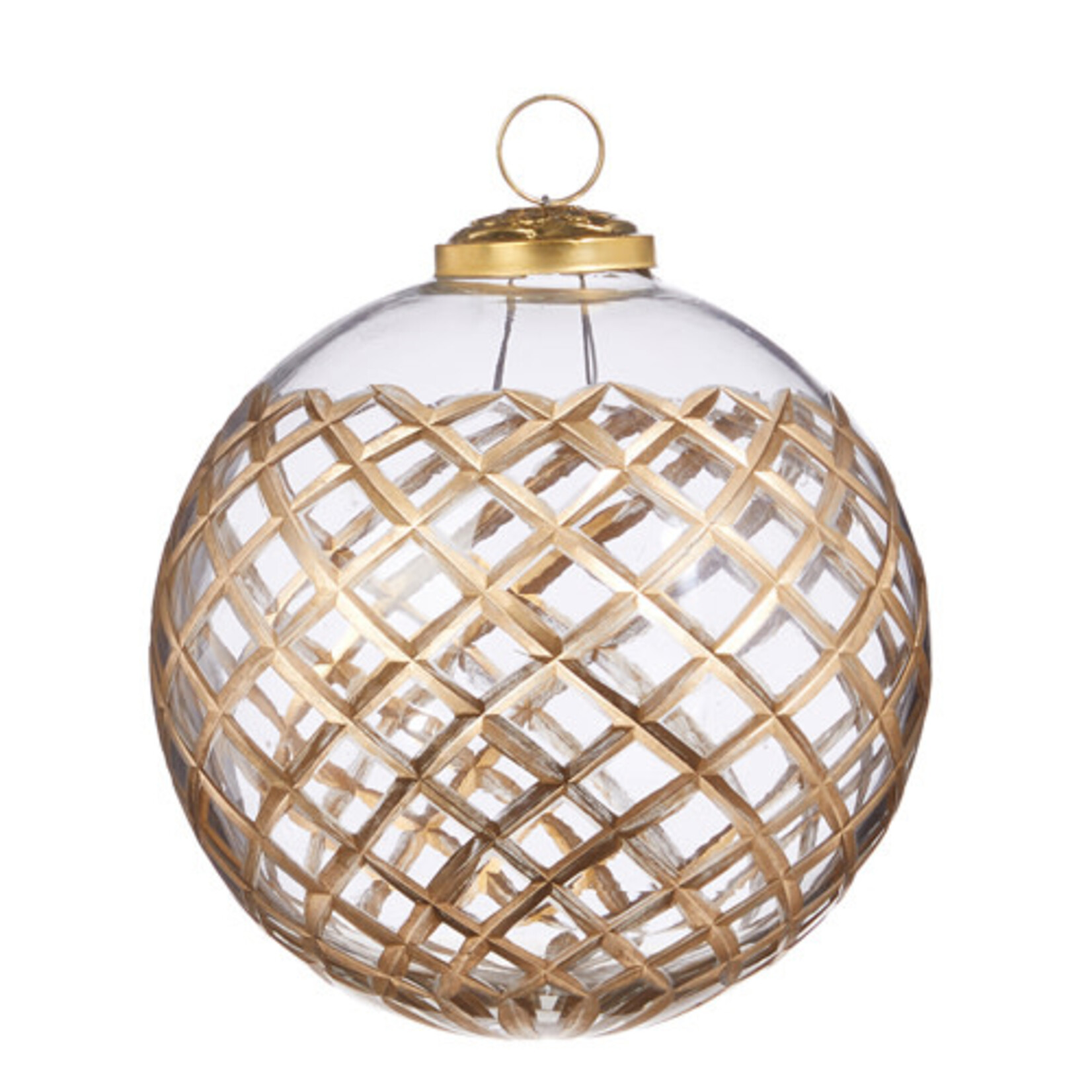 Gold Etched Quilted Ball Ornament 5"
