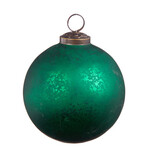Antiqued Dark Green Ball Ornament 4"
