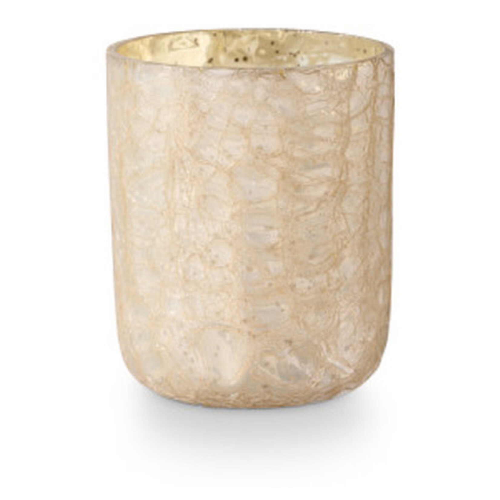 Small Boxed Crackle Glass Candle Winter White