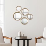 Portico Asst Round Antique Gold Wall Mirrors Set of 5