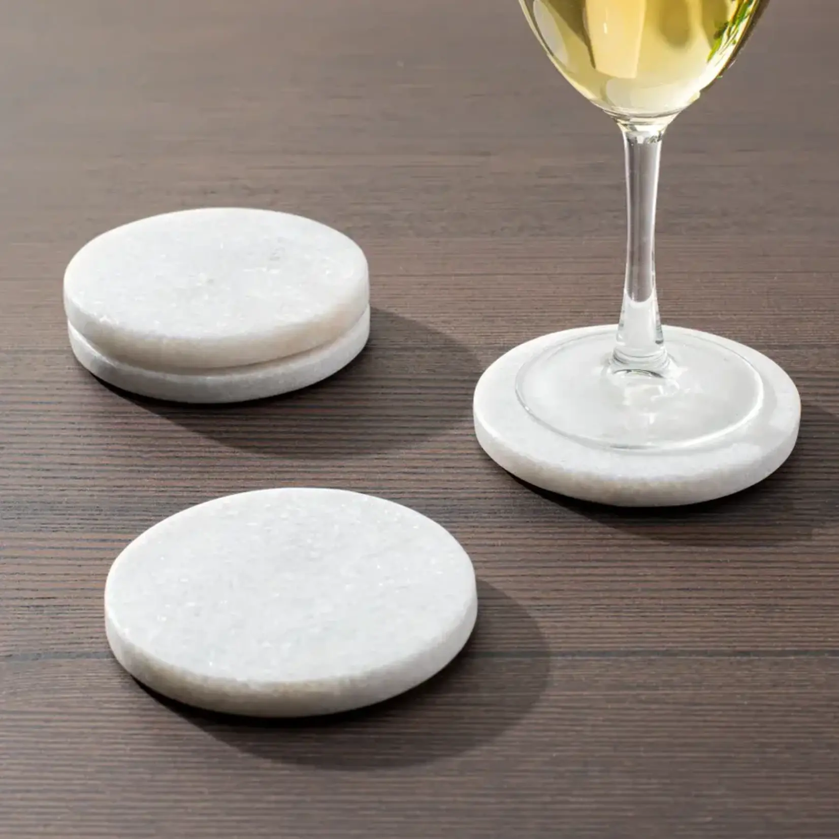 Marble Coasters Round - Set of 4 - White