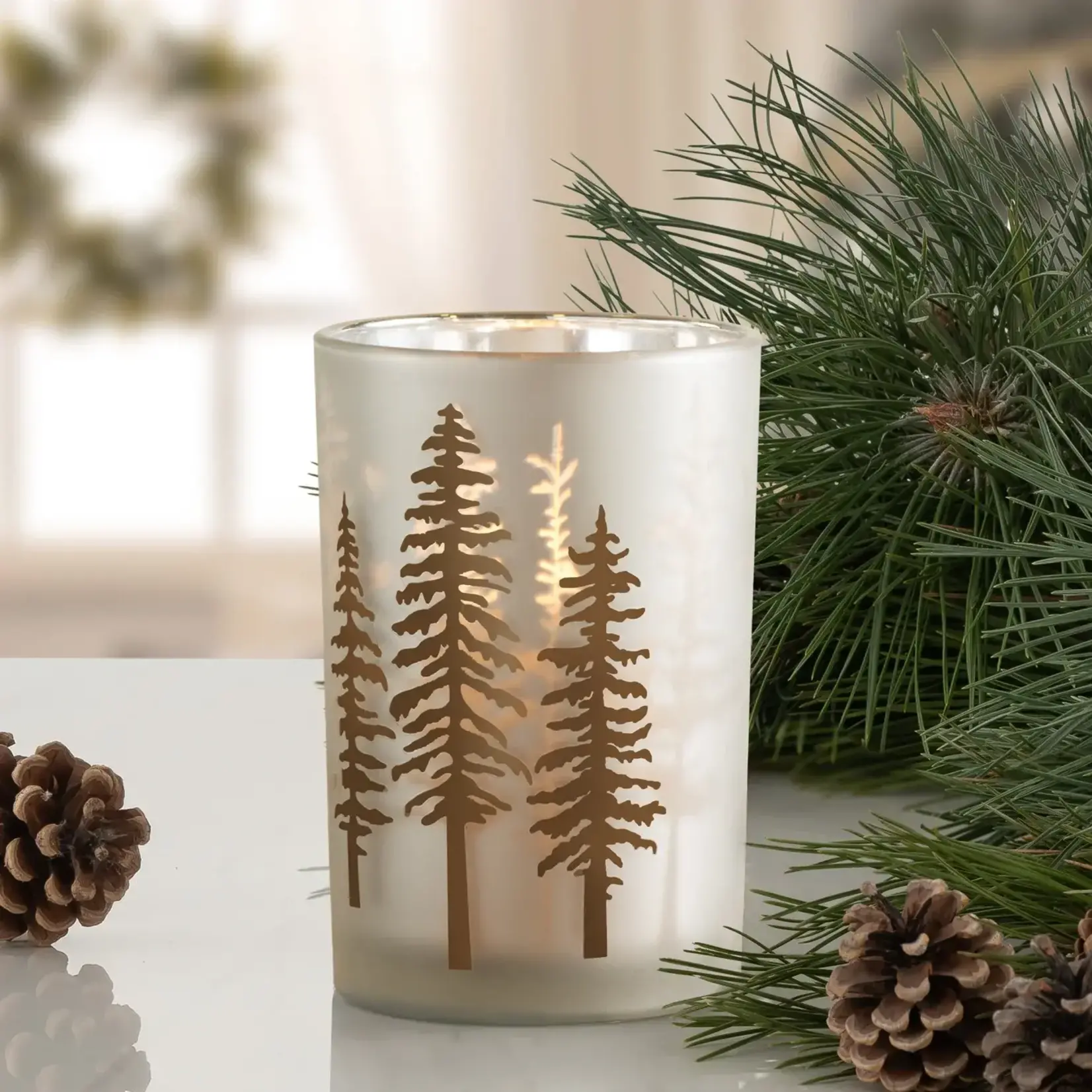 Woodland Pine 4.5X7 Hurricane Vase