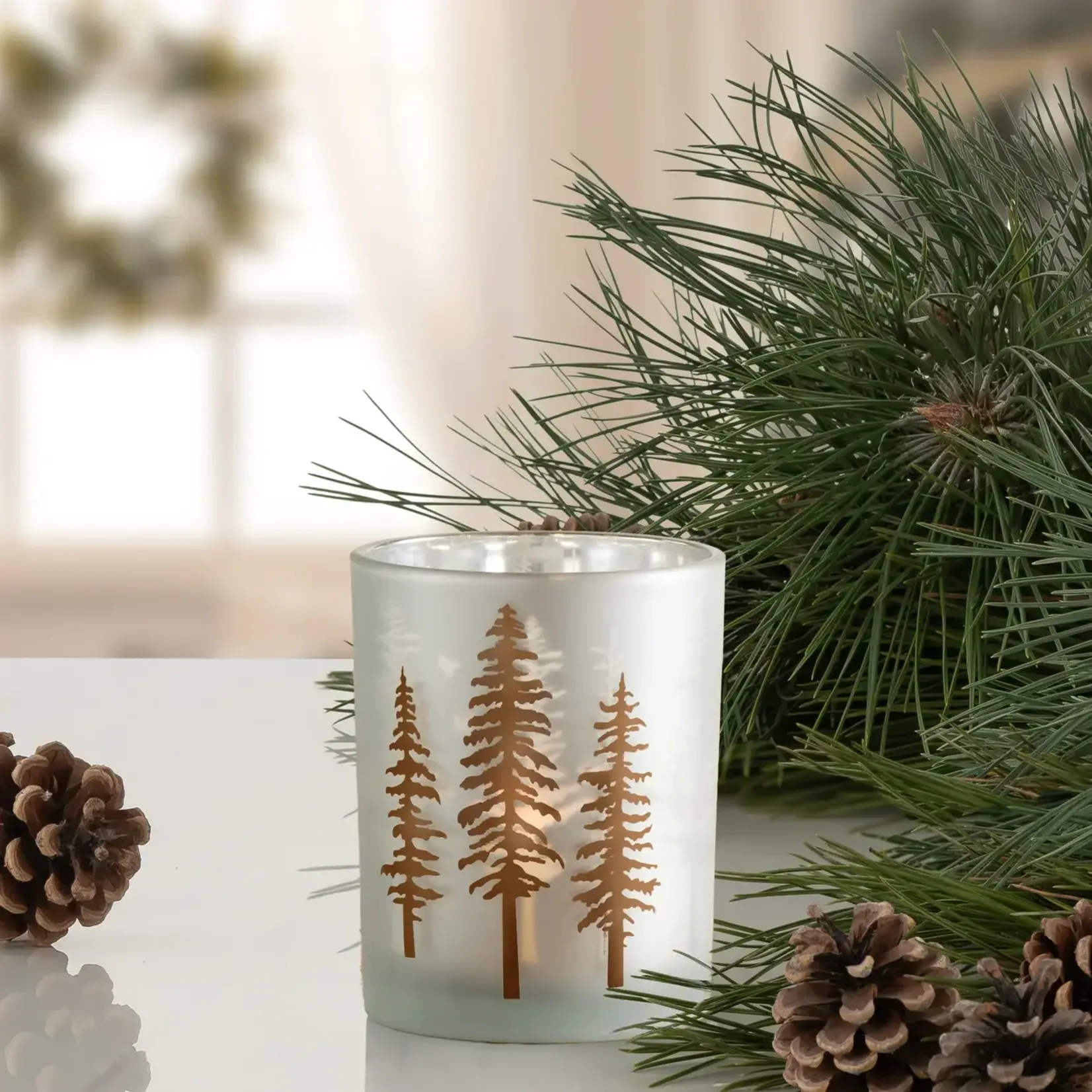 Woodland Pine 4x5 Hurricane Vase