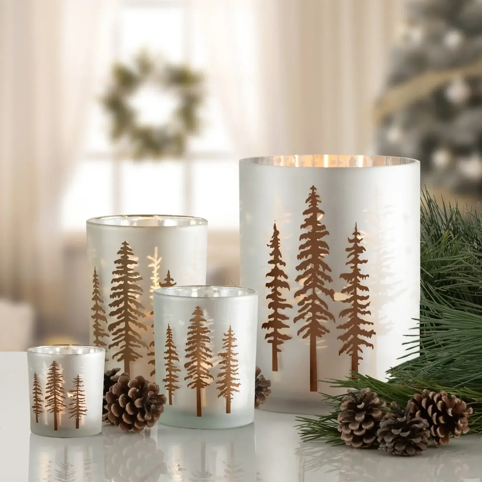 Woodland Pine 4x5 Hurricane Vase