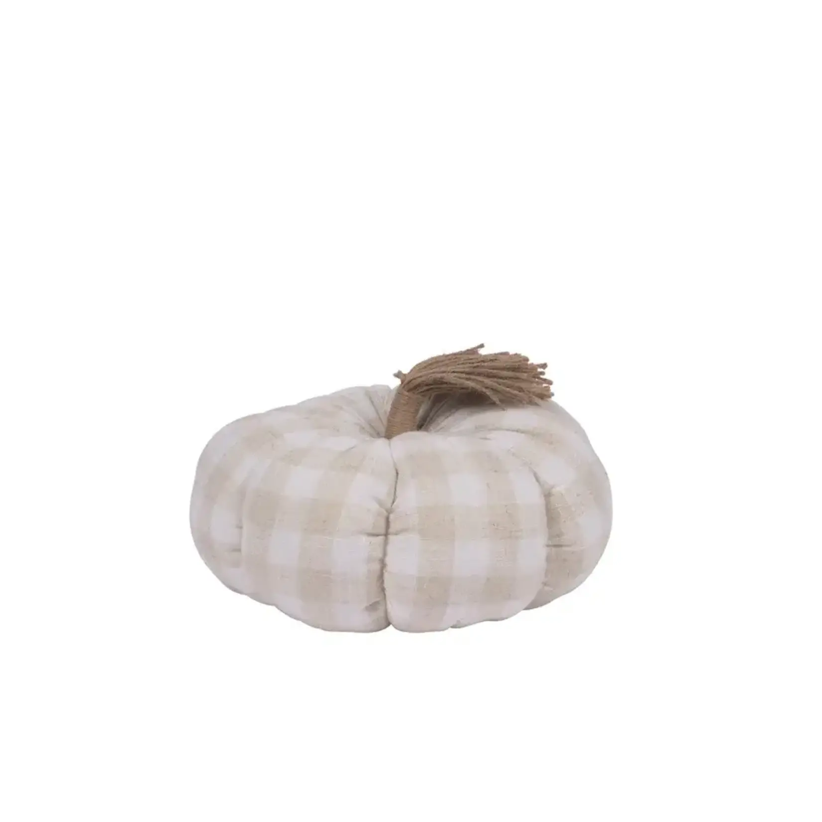 Plaid Pumpkin Cushion - Natural