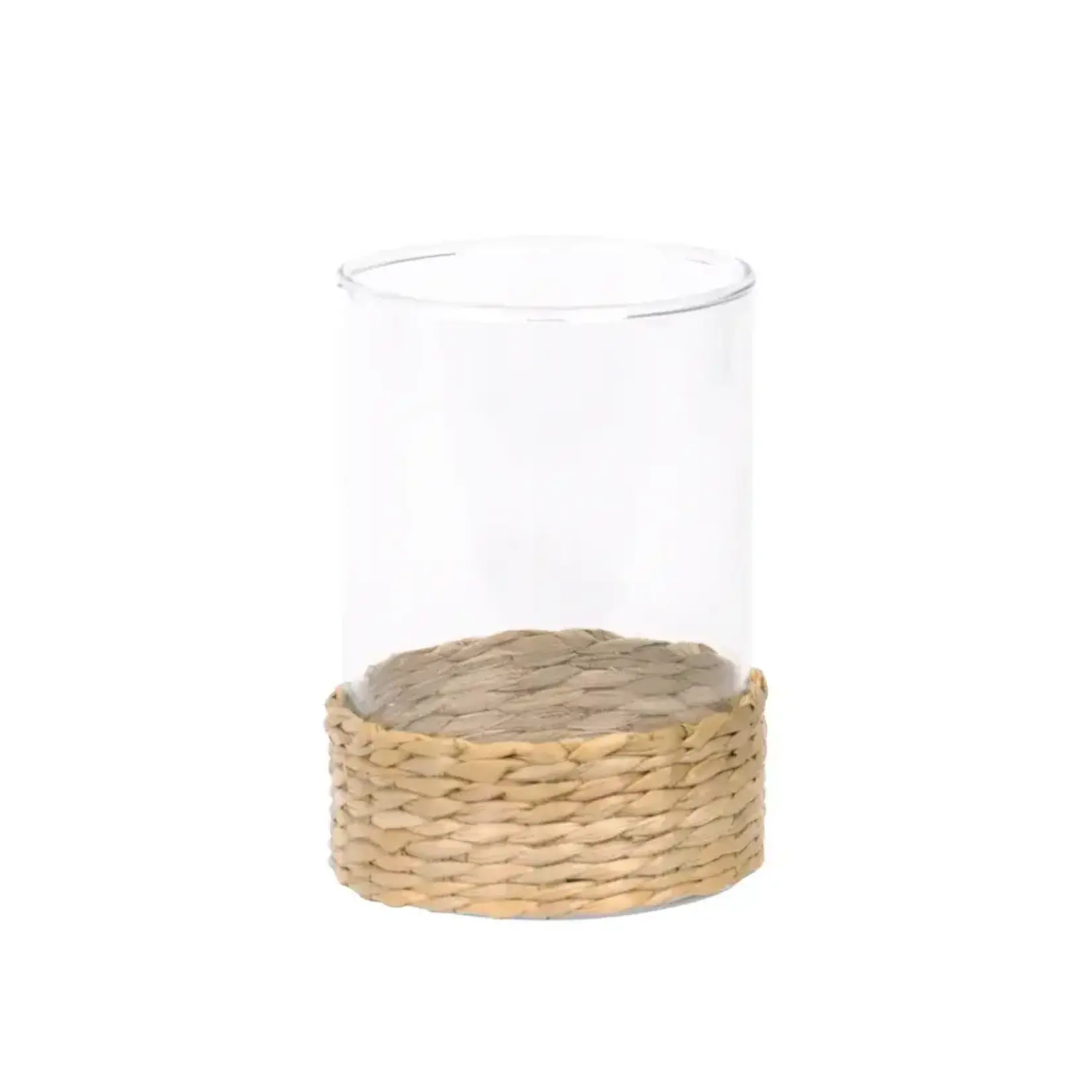 Jackson Clear Glass Candle Holder w/ Wicker - Medium