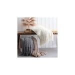 Cream Woven Tassel Throw