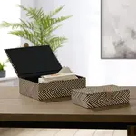 Pandan Chevron Design Leather Closure Storage Box - Small