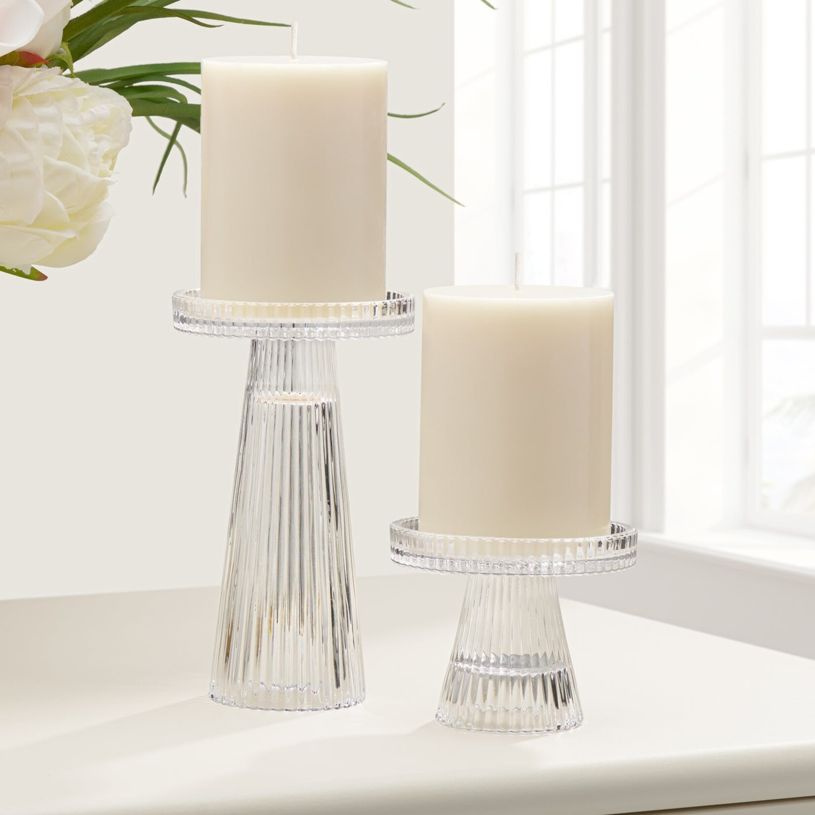 Anya Faceted Glass 6.5" Reversible Pillar Candle Holder/Vase