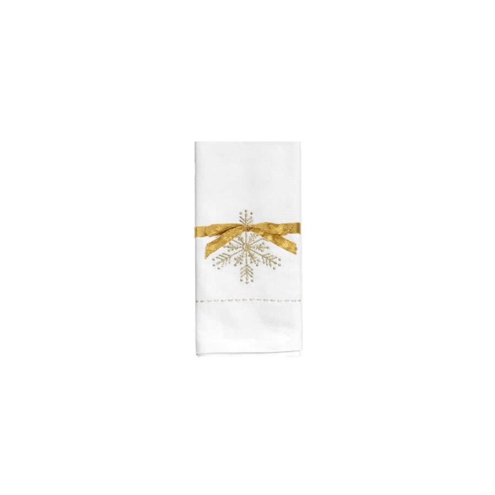 Snowflake Embroidered Napkin - Gold - Set of 4