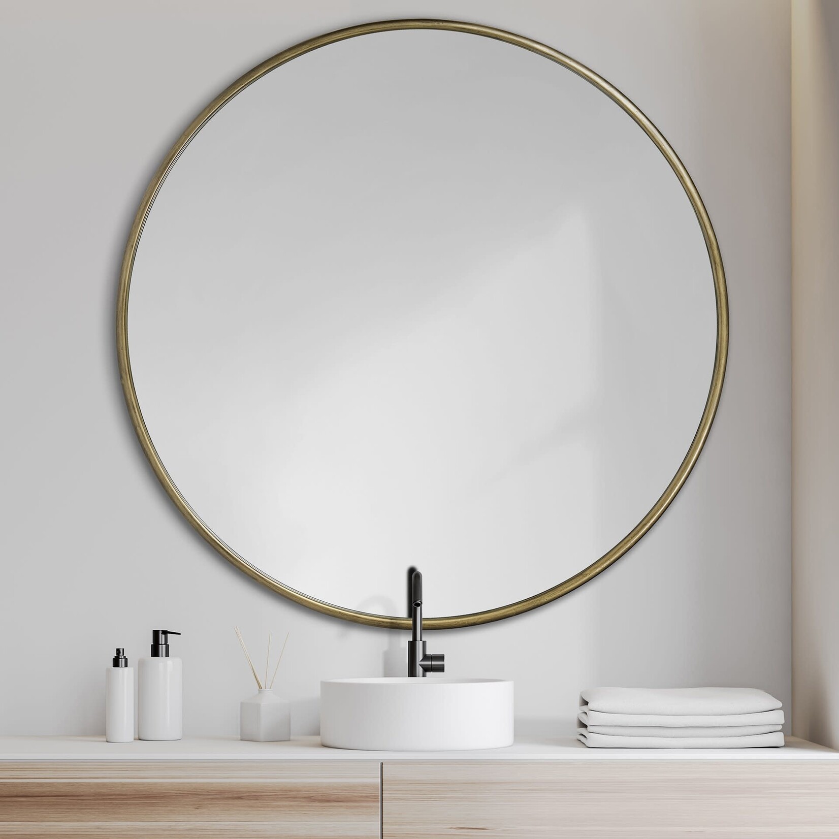 Piper Mirror - Large Gold Round Wall Mirror